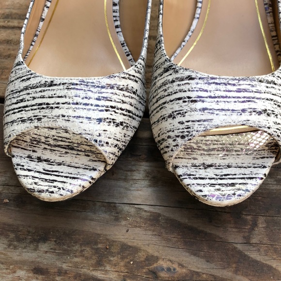 Enzo Angiolini Black and White Peep Toe Heels - Picture 2 of 8